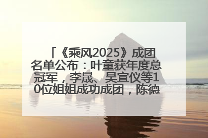 《乘风2025》成团名单公布：叶童获年度总冠军，李晟、吴宣仪等10位姐姐成功成团，陈德容获年度高光人物
