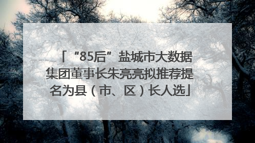 “85后”盐城市大数据集团董事长朱亮亮拟推荐提名为县（市、区）长人选