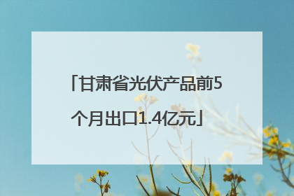 甘肃省光伏产品前5个月出口1.4亿元