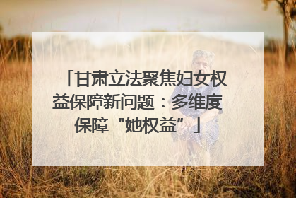 甘肃立法聚焦妇女权益保障新问题：多维度保障“她权益”