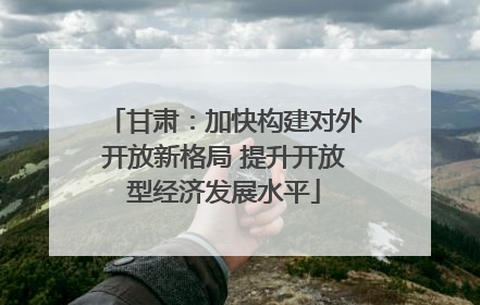 甘肃：加快构建对外开放新格局 提升开放型经济发展水平