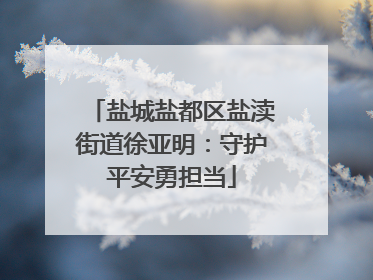 盐城盐都区盐渎街道徐亚明：守护平安勇担当