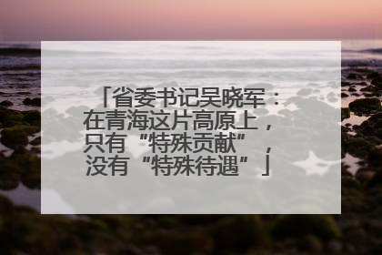省委书记吴晓军：在青海这片高原上，只有“特殊贡献”，没有“特殊待遇”