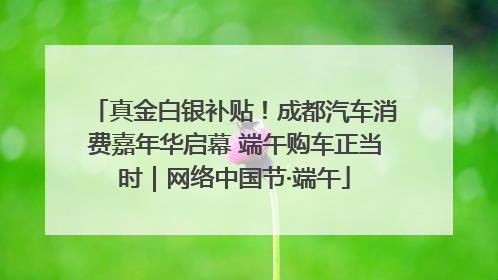 真金白银补贴！成都汽车消费嘉年华启幕 端午购车正当时｜网络中国节·端午