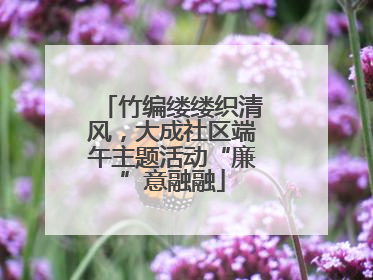 竹编缕缕织清风，大成社区端午主题活动“廉”意融融