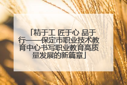 精于工 匠于心 品于行——保定市职业技术教育中心书写职业教育高质量发展的新篇章
