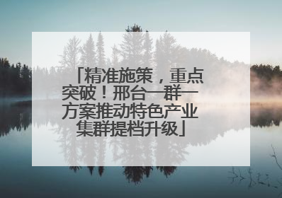 精准施策，重点突破！邢台一群一方案推动特色产业集群提档升级