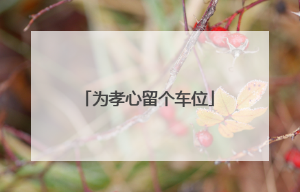 为孝心留个车位