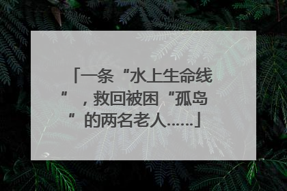 一条“水上生命线”，救回被困“孤岛”的两名老人……
