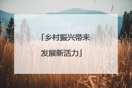 乡村振兴带来发展新活力