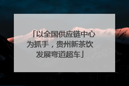 以全国供应链中心为抓手，贵州新茶饮发展弯道超车