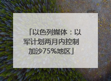 以色列媒体：以军计划两月内控制加沙75%地区