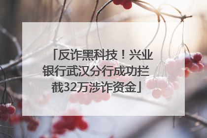 反诈黑科技！兴业银行武汉分行成功拦截32万涉诈资金