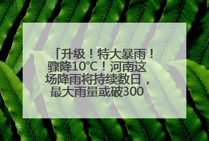 升级！特大暴雨！骤降10℃！河南这场降雨将持续数日，最大雨量或破300毫米极端纪录