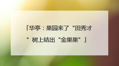 华亭：果园来了“田秀才”树上结出“金果果”