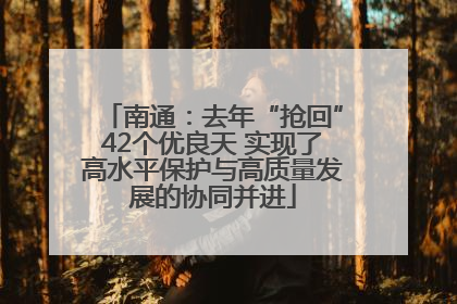 南通：去年“抢回”42个优良天 实现了高水平保护与高质量发展的协同并进