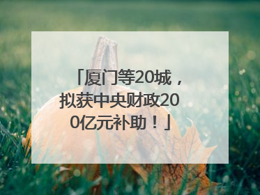 厦门等20城，拟获中央财政200亿元补助！