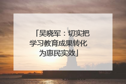 吴晓军：切实把学习教育成果转化为惠民实效