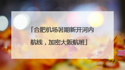 合肥机场暑期新开河内航线，加密大阪航班