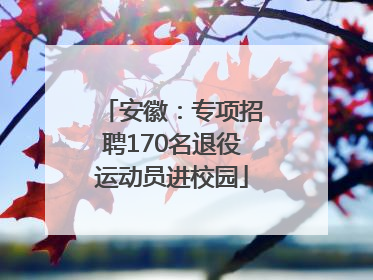 安徽：专项招聘170名退役运动员进校园
