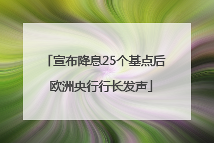 宣布降息25个基点后 欧洲央行行长发声