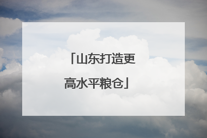 山东打造更高水平粮仓