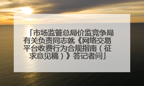 市场监管总局价监竞争局有关负责同志就《网络交易平台收费行为合规指南（征求意见稿）》答记者问