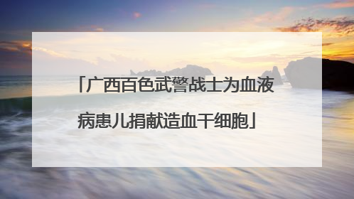 广西百色武警战士为血液病患儿捐献造血干细胞