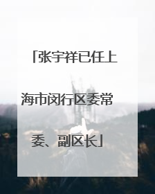 张宇祥已任上海市闵行区委常委、副区长