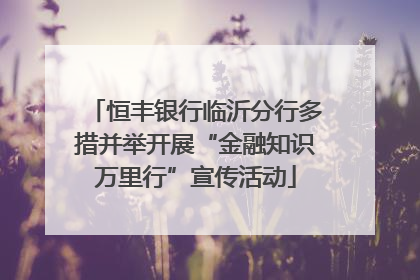 恒丰银行临沂分行多措并举开展“金融知识万里行”宣传活动