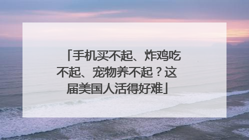 手机买不起、炸鸡吃不起、宠物养不起？这届美国人活得好难