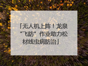 无人机上阵！龙泉“飞防”作业助力松材线虫病防治