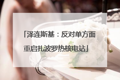 泽连斯基：反对单方面重启扎波罗热核电站