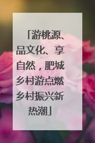 游桃源、品文化、享自然，肥城乡村游点燃乡村振兴新热潮