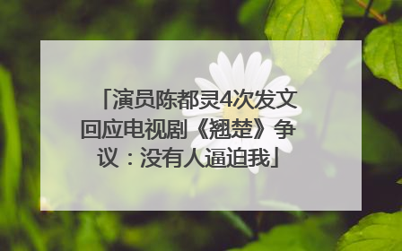 演员陈都灵4次发文回应电视剧《翘楚》争议：没有人逼迫我