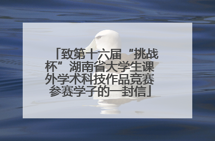 致第十六届“挑战杯”湖南省大学生课外学术科技作品竞赛参赛学子的一封信