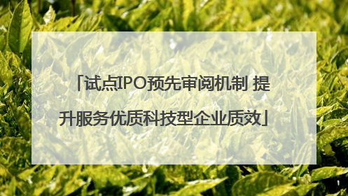 试点IPO预先审阅机制 提升服务优质科技型企业质效
