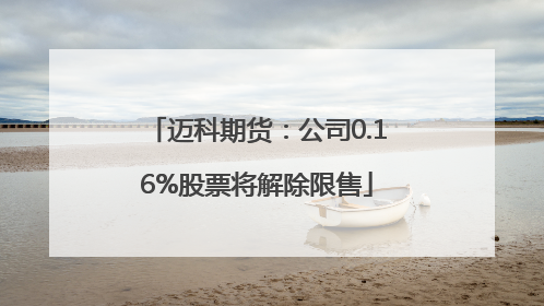 迈科期货：公司0.16%股票将解除限售