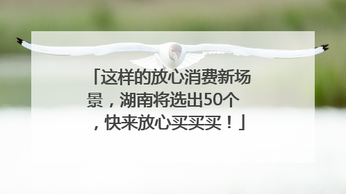 这样的放心消费新场景，湖南将选出50个，快来放心买买买！