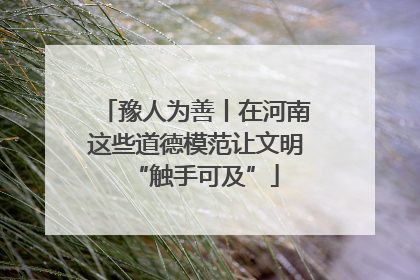豫人为善丨在河南这些道德模范让文明“触手可及”