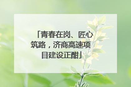 青春在岗、匠心筑路，济商高速项目建设正酣