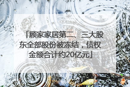 顾家家居第二、三大股东全部股份被冻结，债权金额合计约20亿元