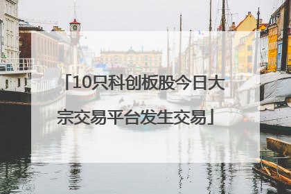 10只科创板股今日大宗交易平台发生交易