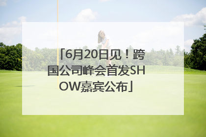 6月20日见！跨国公司峰会首发SHOW嘉宾公布